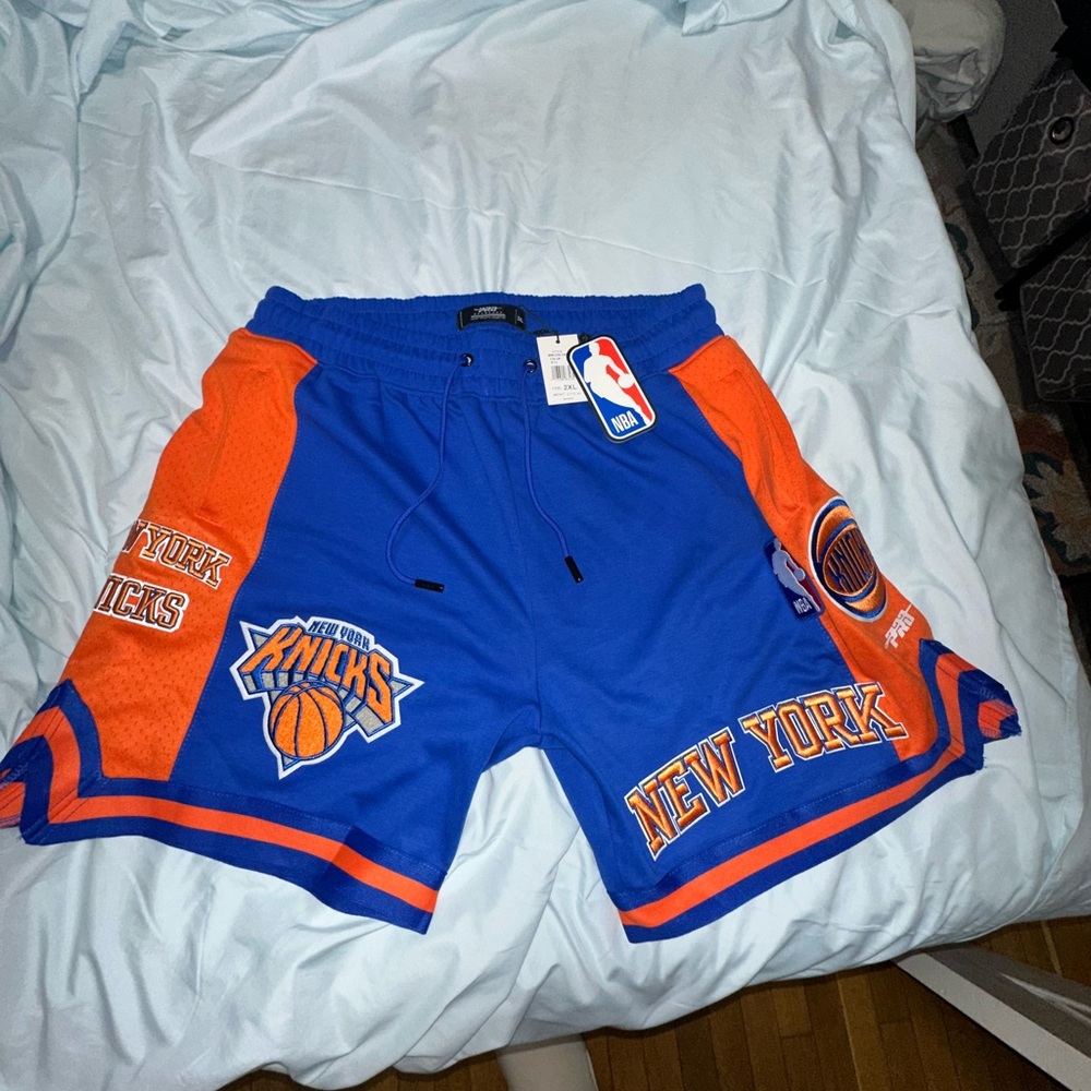 Blue and Orange Athletic Shorts with Knicks Colors